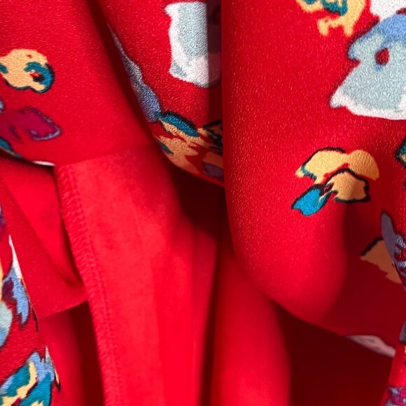 Mud Pie Red Floral Ruffle Tiered Sleeveless Mini Sundress Medium - Picture 9 of 9